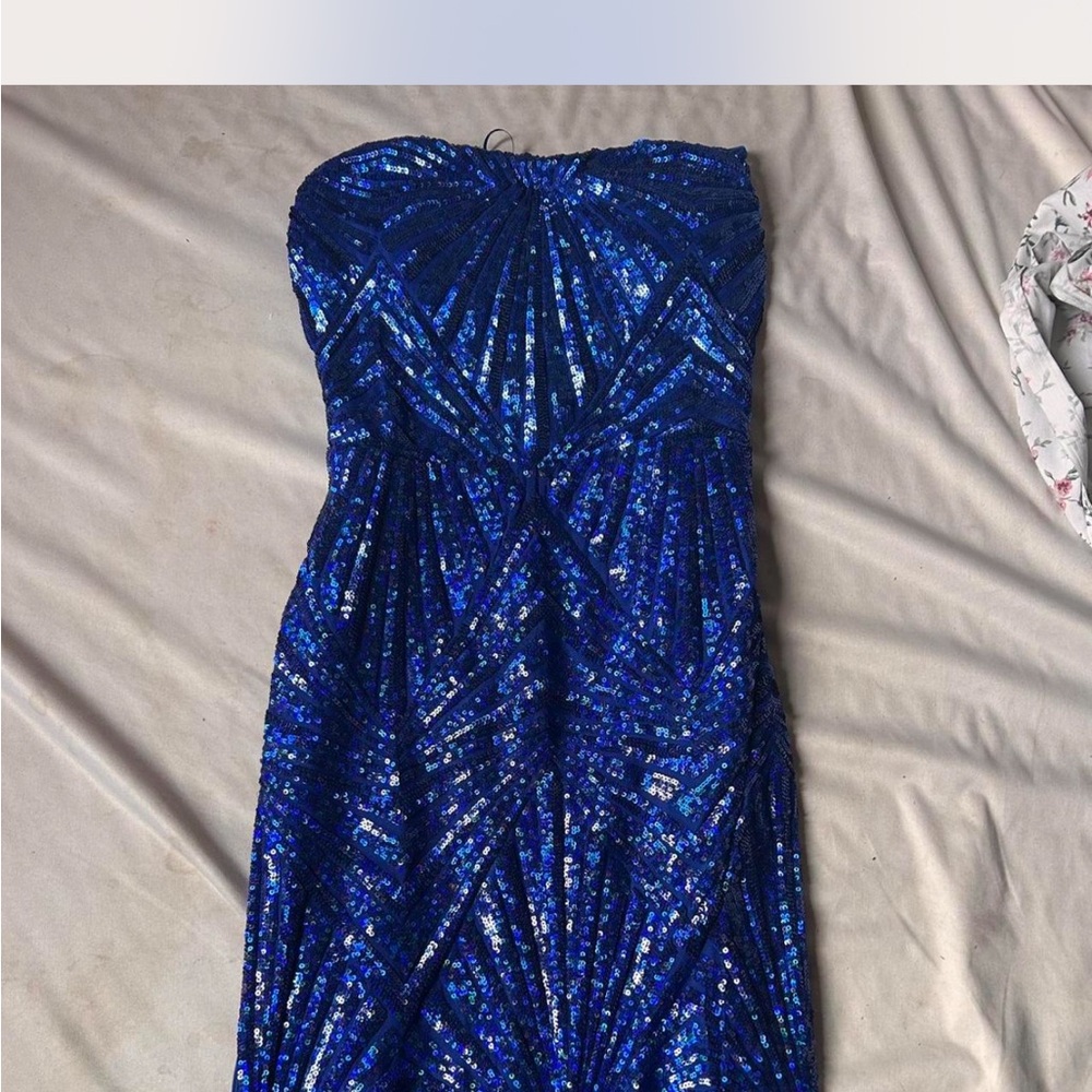 Windsor Strapless Blue Sequin Dress